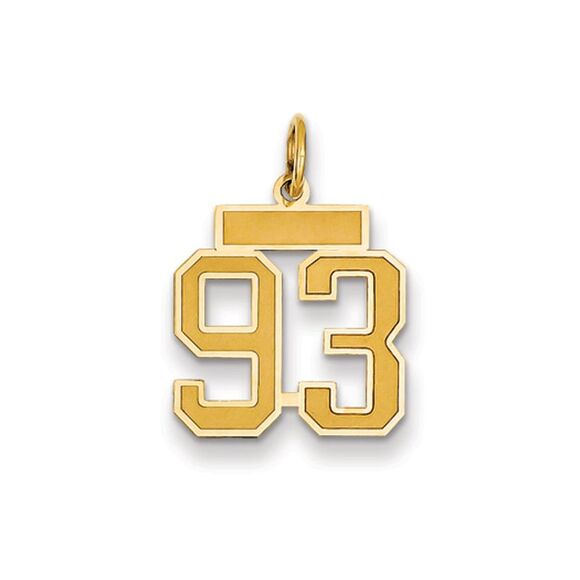 14k Yellow Gold Jersey Collection Small Number 93 Pendant